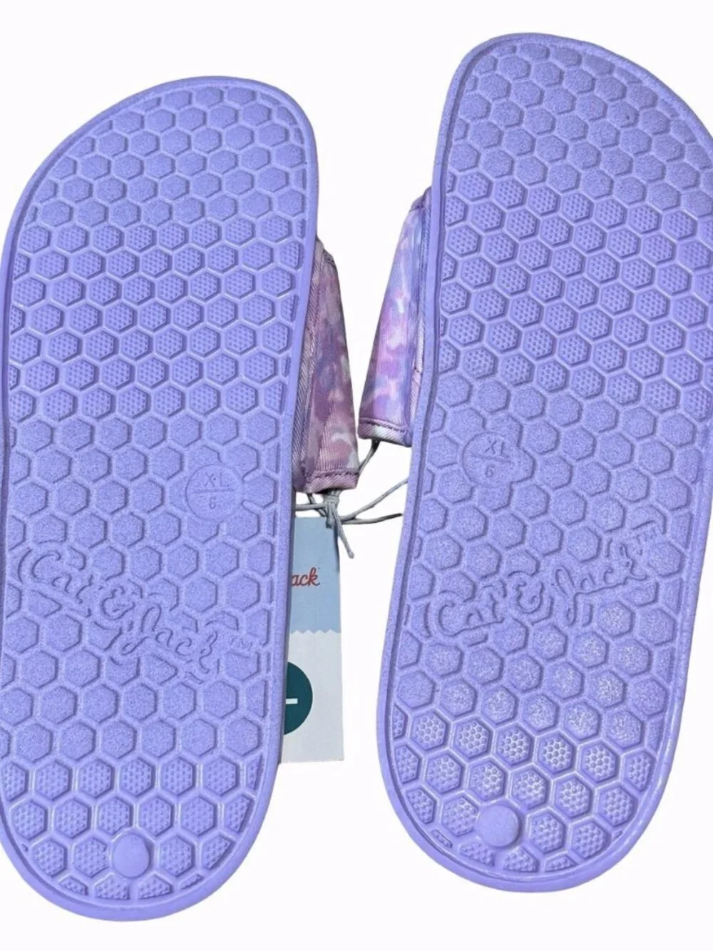 Cat & Jack Girls Purple Slide Sandals XL Size 6 Textile Strap Summer